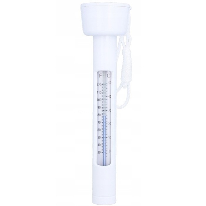 Termometru plutitor pentru piscina, cu snur de prindere si scala dubla, 18,5 cm, alb Household NewTrend