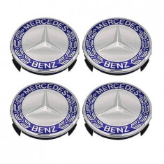 Set 4 capace roti 75mm jante aliaj Mercedes-Benz albastru/argintiu maf06