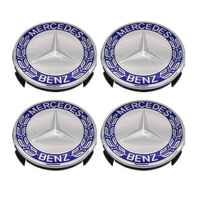 Set 4 capace roti 75mm jante aliaj Mercedes-Benz albastru/argintiu maf06 foto