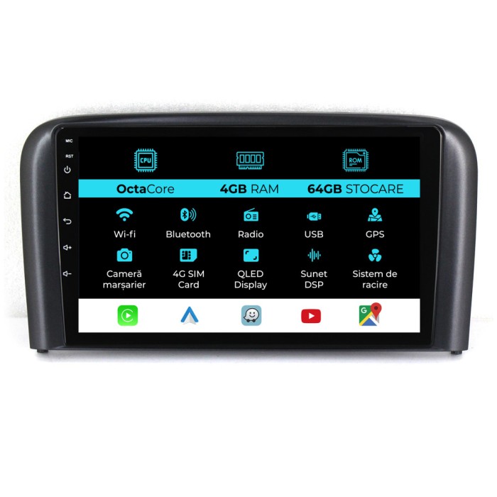 Navigatie Dedicata Volvo S80 (1998-2006), 9Inch, 4Gb Ram, 64Gb Stocare, Carplay