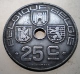 2.025 BELGIA WWII 25 CENTIMES 1942, Europa, Zinc