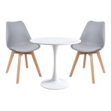 Cumpara ieftin Set dining Elijah-Gaston, Pako World, Gri-Natural, 3 piese, 60x60x74 cm