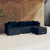 Gossi set mobilier de gradina cu perne, 4 piese, negru, poliratan