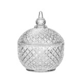 Bomboniera din sticla transparenta, Model romburi in relief, 9.5x12 cm, ATU-084051, Oem