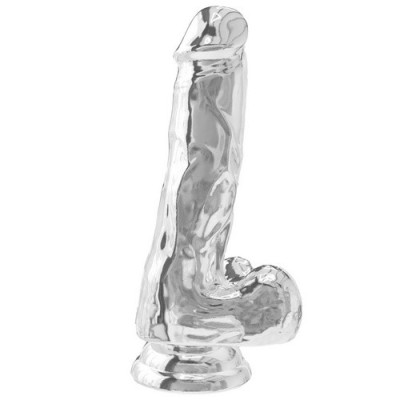 Realiste cu testicule - Toy Joy Get Real Dildo cu Testicule 16 cm Transparent Membrul Flexibil si Venele Definite Ofera Senzatie Reala foto