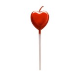 Cumpara ieftin Lumanare decorativa pentru tort, forma inima lucioasa, cu suport pentru fixare, 11 x 3.2 cm, pentru aniversari, nunti si petreceri, rosu