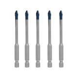 BOSCH Set 5 burghie HEX-9 EXPERT pentru placi ceramice, diametru 5 mm