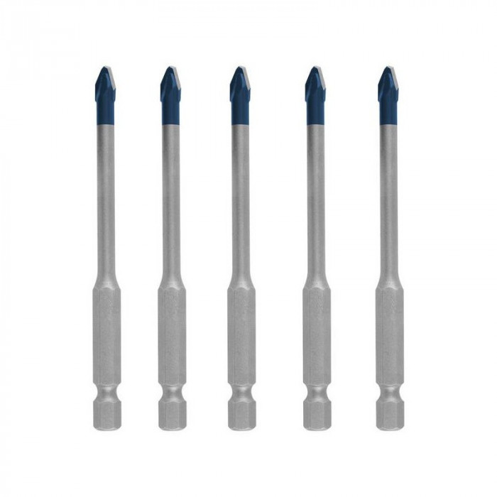 BOSCH Set 5 burghie HEX-9 EXPERT pentru placi ceramice, diametru 5 mm