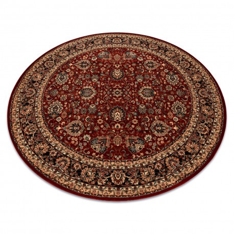 Covor de l&acirc;nă KASHQAI 4362 300 cerc ornament vin roșu / negru, cerc 160 cm