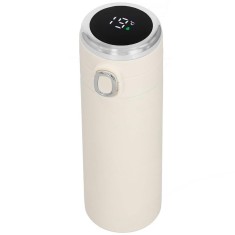 Cana termos Smart, inox, display LED, afisare temperatura, 420ml, 20cm, crem Household NewTrend foto