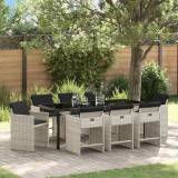 Cumpara ieftin Set de masă pentru grădină Pliere 9 pcs Gri deschis Rattan poli
