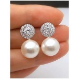 Cumpara ieftin Cercei Eleganți cu Zirconiu și Perla - 108455