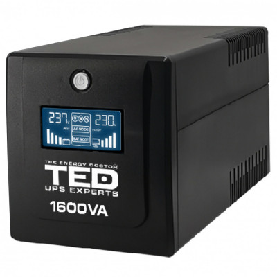 UPS 1600VA / 900W LCD display Line Interactive cu stabilizator 4 iesiri schuko TED UPS Expert TED001597 SafetyGuard Surveillance foto