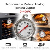 Termometru Metalic Analog pentru Cuptor 0&ndash;400 grade Celsius &ndash; Masurare Temperatura Aer