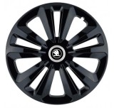 Cumpara ieftin Set 4 capace roti pentru Skoda Nou Alb-Negru, model Terra Black, R16