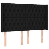 Cumpara ieftin Tablie de pat cu aripioare, negru, 147x16x118/128 cm, textil