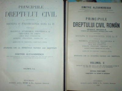 D. Alexandresco Principiile dreptului civil rom&amp;acirc;n 4 volume foto