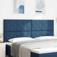 vidaXL Tăblie cap cu lumini cu bandă LED albastru 200 cm țesătură