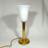 Veioza lalea Art Deco, Mid Century Modern, alamă, opalină, vintage
