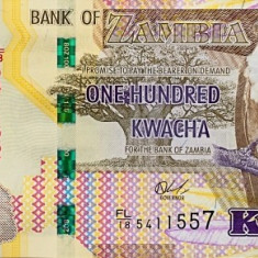 ZAMBIA █ bancnota █ 100 Kwacha █ 2018 █ P-61 █ UNC █ necirculata