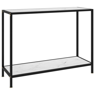 Masa consola, alb, 100 x 35 x 75 cm, sticla securizata foto