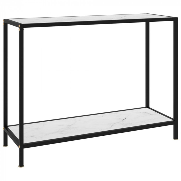 Masa consola, alb, 100 x 35 x 75 cm, sticla securizata