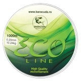 Nylon/monofilament Baracuda Eco Line 1000 m, verde fluo, rezistent la abraziune/tractiune 0.29 mm