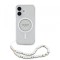 Husa MagSafe pentru Apple iPhone 16 Plus, Guess, IML Glitter with Pearl Strap, Transparenta