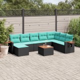 Gossi set mobilier de gradina cu perne, 9 piese, negru, poliratan