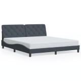 Gossi cadru de pat cu lumini led, gri inchis, 180x200 cm, catifea
