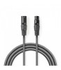 Cablu audio Stereo XLR 3 pini tata - XLR 3 pini mama 3m Gri Nedis