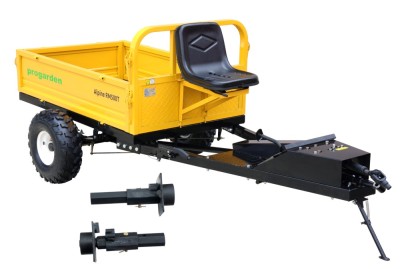 ProGARDEN Pachet Alpine RM500T Remorca cu tractiune 500kg, 1 osie, prindere bolt pentru motocultor, roti 19x7-8 si set manicoti Adaptiv 3 in 1 S ProAd foto