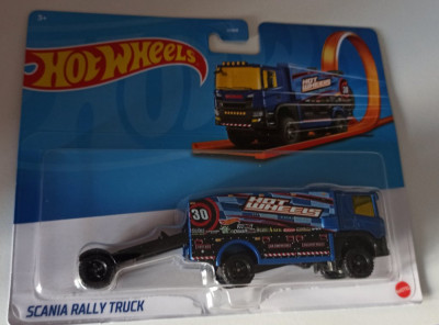 Macheta HotWheels - Scania Rally Truck Camion albastru 1/64 foto