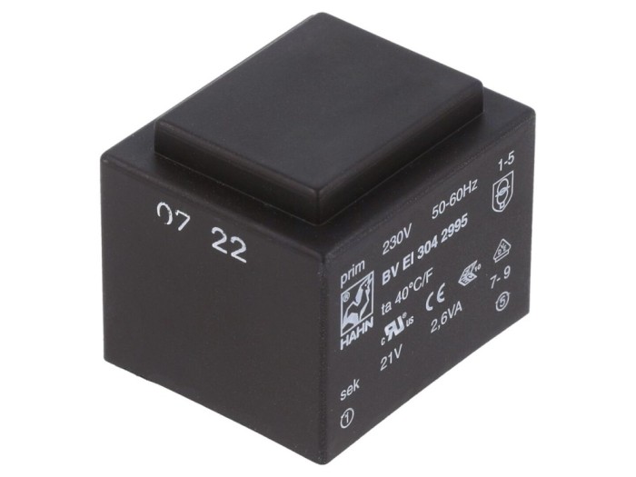 Transformator PCB &icirc;ncapsulat 2,6VA 230V 21V