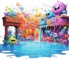 Sticker decorativ, Culori Pastelate, Zambareti, Multicolor, 69 cm, 1347STK-1