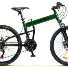 Bicicleta Pliabila MTB-Folding CARPAT Hummer C2441, 21 Viteze, Cadru Aluminiu, Roti 24inch, Frane pe Disc (Verde/Negru)
