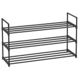 SONGMICS Suport pentru pantofi, cadru metalic cu 3 nivele, 12-15 perechi, stivuibil, 54x92x30cm, negru Household NewTrend