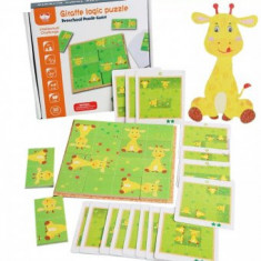 Puzzle Montessori din lemn Girafa &ndash; Joc de logica cu 10 piese