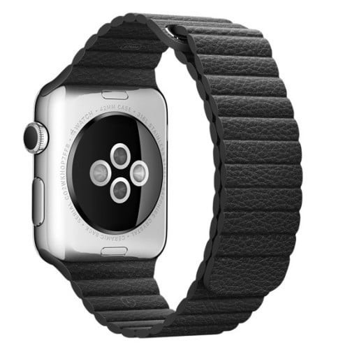 Curea iUni compatibila cu Apple Watch 1/2/3/4/5/6/7, 38mm, Leather Loop, Piele, Black