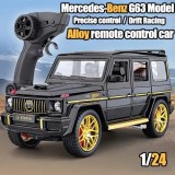 Macheta Mercedes G Class negru AMG RC 1:24 replica metal cu telecomanda lumini si usi deschise