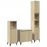 Cumpara ieftin Set mobilier de baie, 3 piese, stejar sonoma, lemn prelucrat
