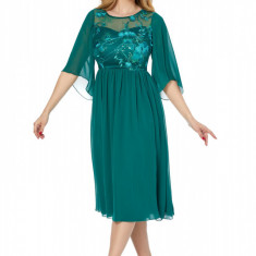 Rochie eleganta cu dantela si voal verde Evelyn (Marime: RO/50)