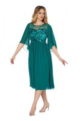 Rochie eleganta cu dantela si voal verde Evelyn (Marime: RO/50) foto