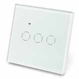 Intrerupator smart Wi‑Fi touch triplu alb, 2000W, Tuya, Alexa