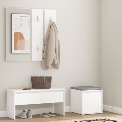 Set de mobilier pentru hol, alb, lemn prelucrat foto