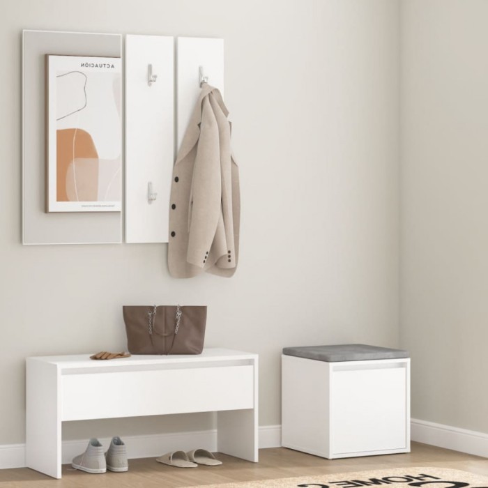 Set de mobilier pentru hol, alb, lemn prelucrat