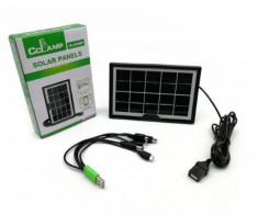 Incarcator cu panou solar CCLAMP CL-518WP 5V/1.8W mufa USB telefoane + cablu foto