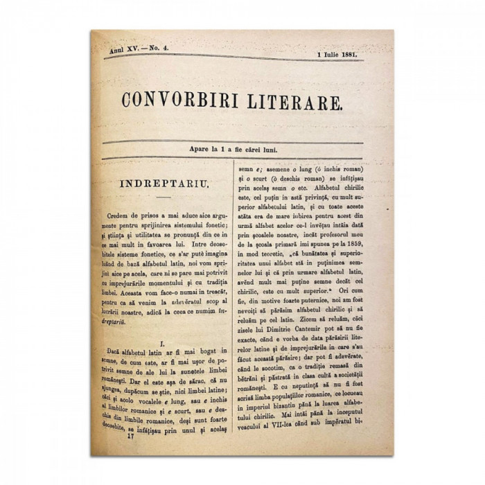 Convorbiri Literare, Anul XV, Nr. 4, cu &bdquo;Dor de trecut&rdquo; de Veronica Micle