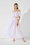 Karl Lagerfeld fustă din bumbac culoarea alb, maxi, evazati, A2W46043