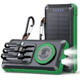 Baterie externa solara 20000mAh Linomag&reg;, Incarcare rapida 22.5W, PD 20W, QC 3.0, Incarcare wireless magnetica 15W, 3 cabluri integrate, Incarcare sol